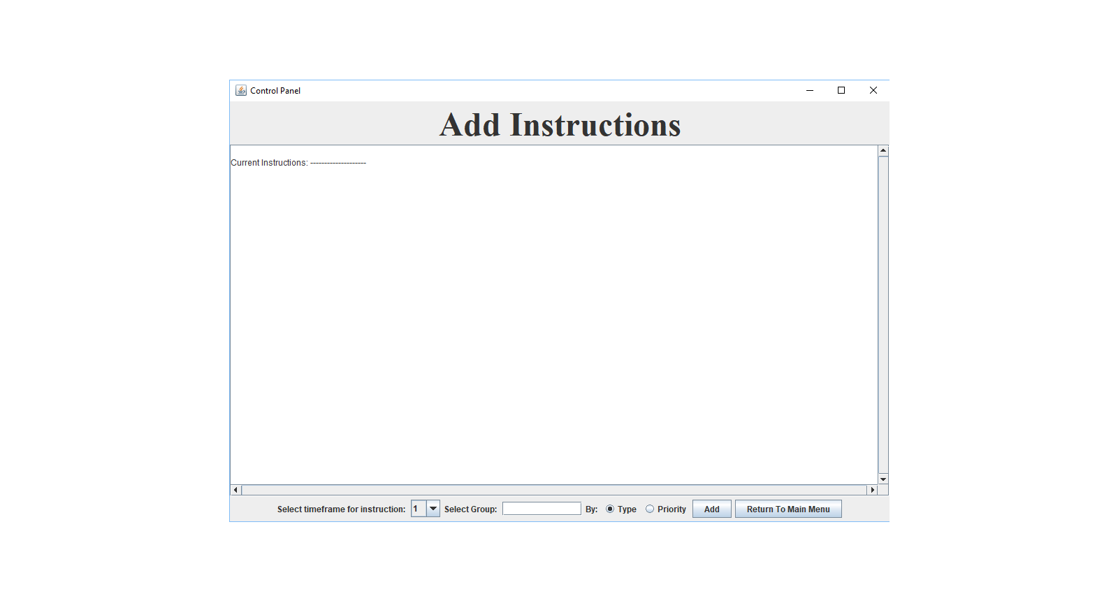 Control Function Add Instructions GUI